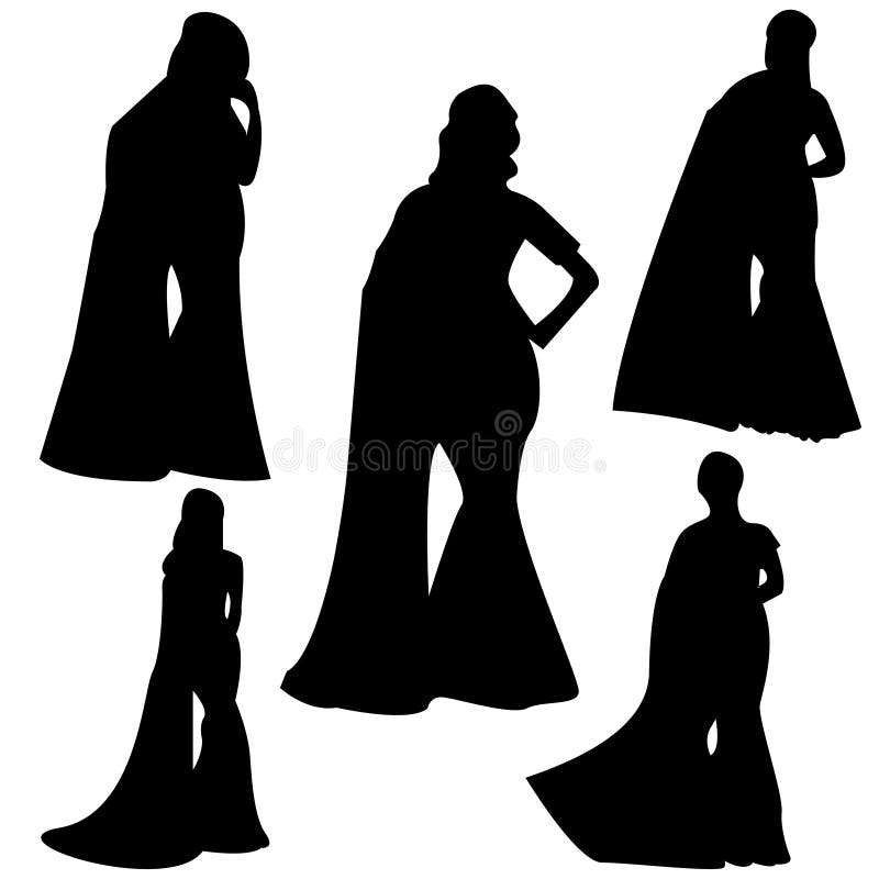 Women Wearing Saree Silhouette Vector Stock Vector - Illustration of  effect, counterpart: 128484141