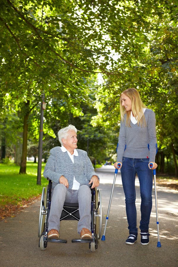 granny with crutch Stock Photo - Alamy