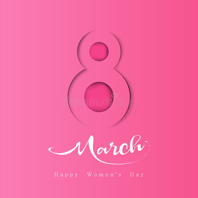 Womens day March 8, symbol in paper cut style with shadows. stock illustration Womens day March 8, symbol in paper cut style with shadows. stock illustration