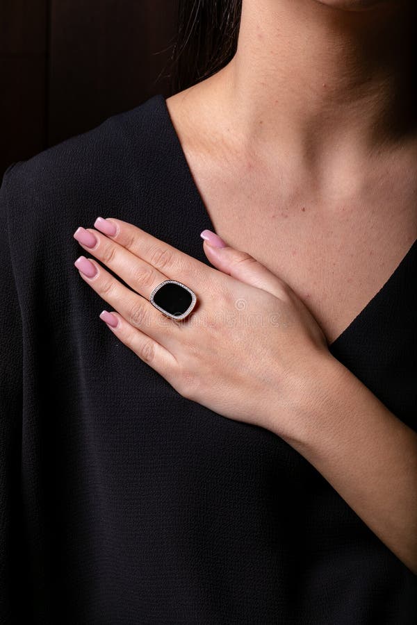 Vintage Black Onyx Engagement Ring Unique Leaf Engagement Ring Marquis –  PENFINE