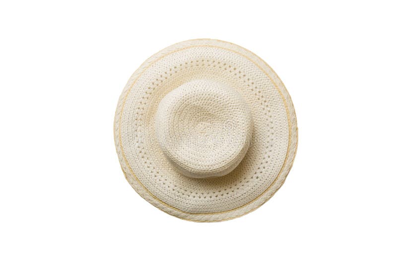 Womens Summer Yellow Straw Hat Top View, Isolated on White Background Stock Photo Image of