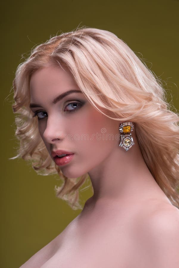 Wonderful Blonde Wearing Jewelry Stock Image Image Of Jewelry Black 