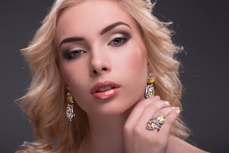 Wonderful Blonde Wearing Jewelry Stock Image Image Of Allure Fashion