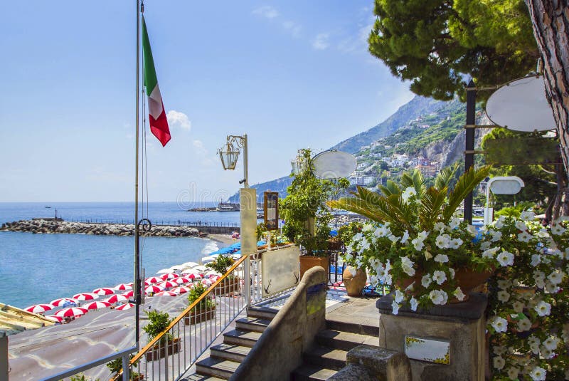 Wonderful Italy. Small Haven of Amalfi Village with Turquoise Sea and ...