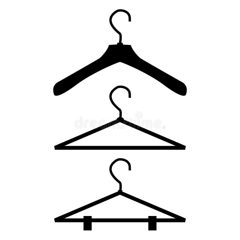 Hangers Black Icons. Cloth Hanger, Object Hanger Set, Hook Hang, Symbol ...