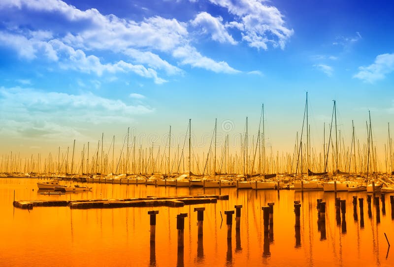 Wonderful sky over the pier royalty free stock photos