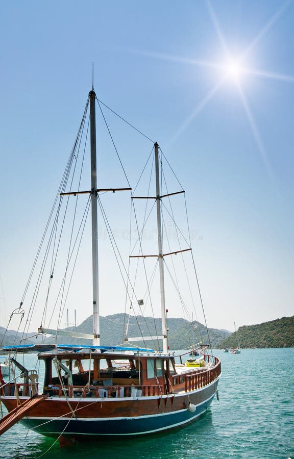 Wonderful yachts in the bay. Turkey. Kekova.