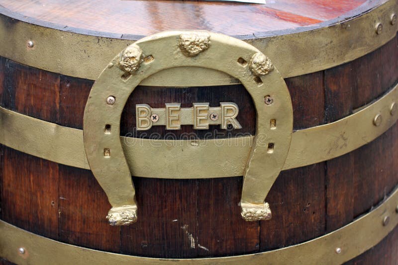 Wood Beer Keg with Horseshoe Stock Image Image of wooden, wood 9708819