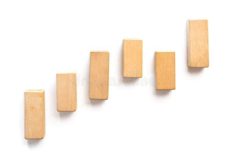 Wood block stacking as step stair. stock photos