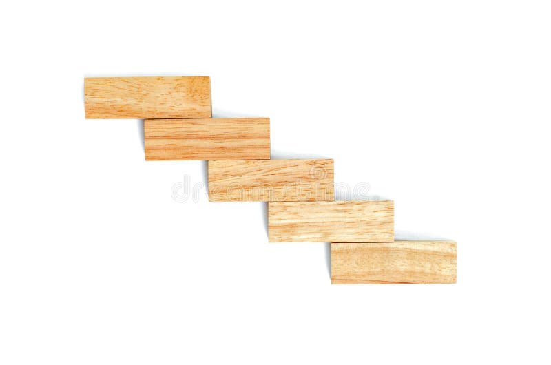 Wood blocks stacking as step stair, Business concept for growth unsuccess process