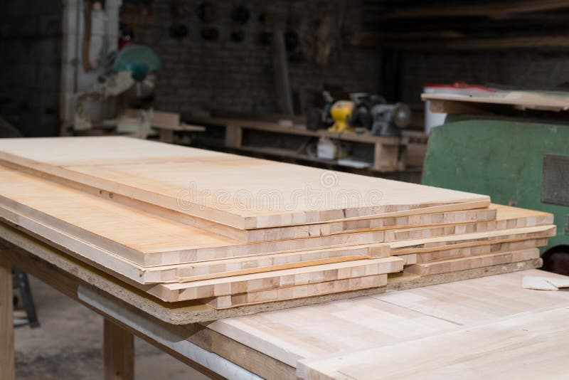 Wood Boards, Parquet Drying on Wood Factory. Wood Processing on Factory