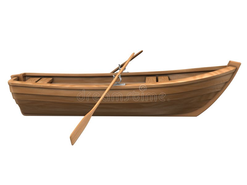 Wood Boat Isolated On White Stock Illustration ...