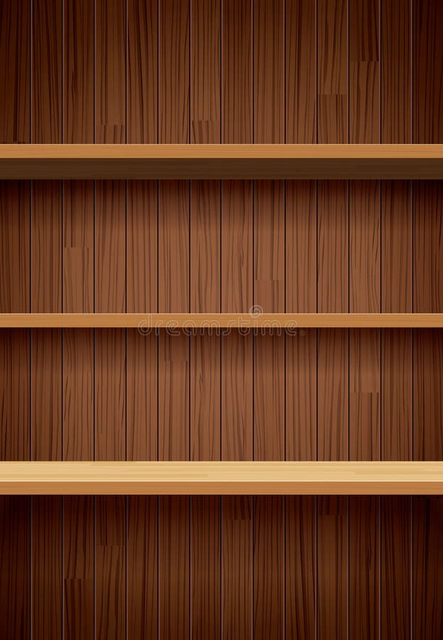 Brown shelves on white wall Royalty Free Vector Image