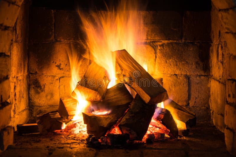 Wood Burning in a Cozy Fireplace at Home, Keep Warm Stock Image Image