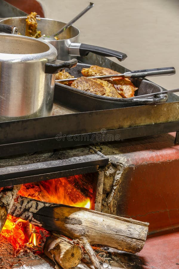 Wood Burning Stove with Pans Stock Photo Image of cooking, cooker