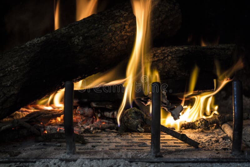 Wood Burns Inside the Fireplace Stock Photo Image of comfort