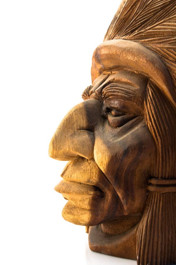 Wood carved Indian stock photo. Image of western, feathers 17728706