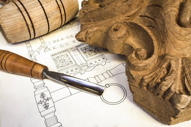 Wood carving stock image