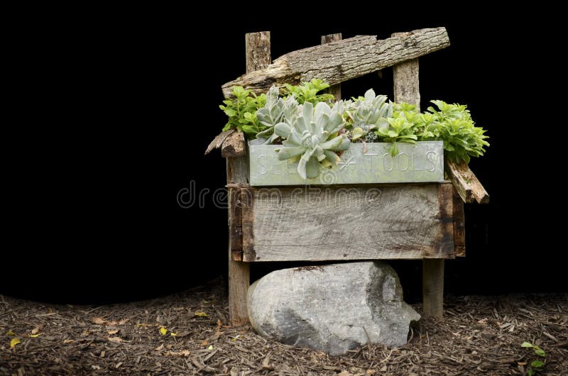 Wood Chair with Plants