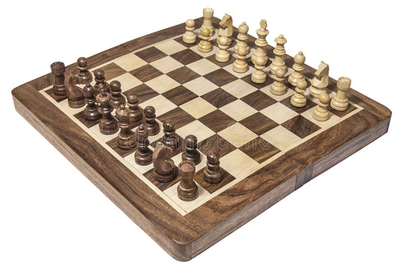 Madera ajedrez lámina blanco a oscuro figuritas sobre el blanco superficie.