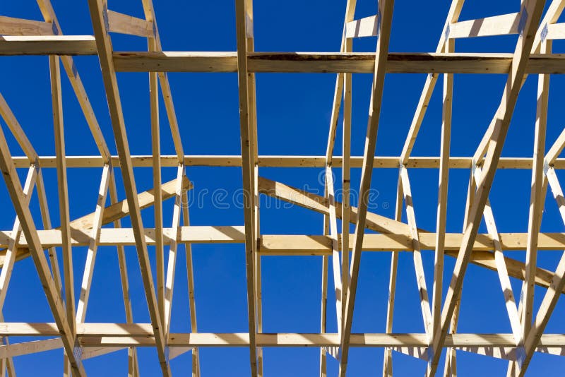 Wood Construction Framing House Lumber Stock Photo Image of empty