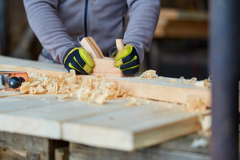 Wood Crafting Making Furniture With Hand Tools Stock Image