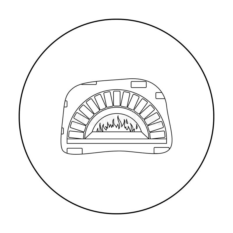 Wood-fired oven icon in outline style isolated on white background. Pizza and pizzeria symbol stock vector illustration. royalty free illustration Wood-fired oven icon in outline style isolated on white background. Pizza and pizzeria symbol stock vector illustration. royalty free illustration