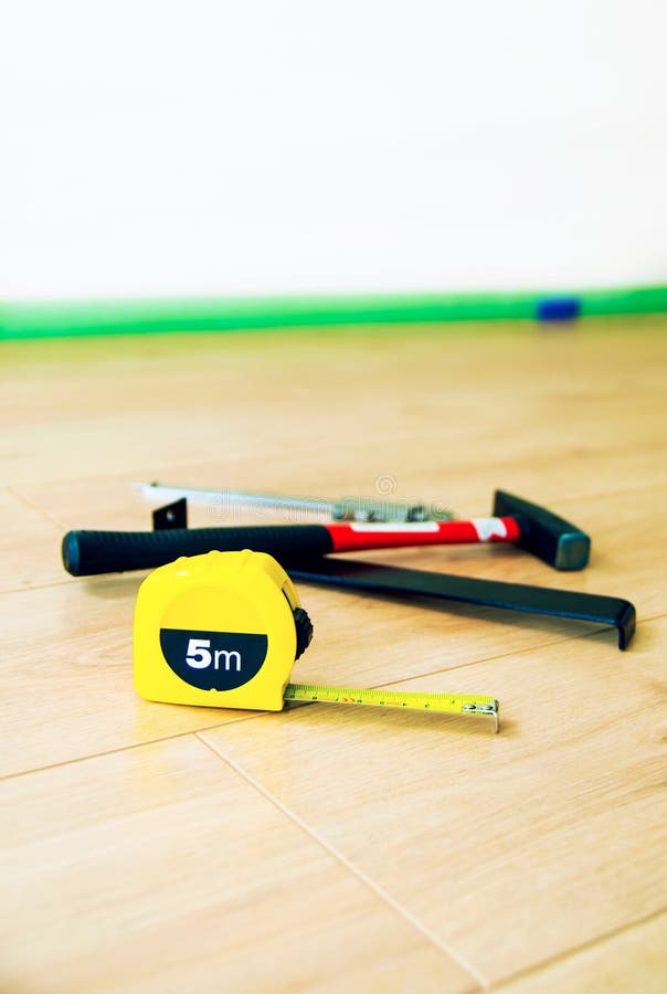 Wood flooring and tools stock photo. Image of floor, installed 12111176
