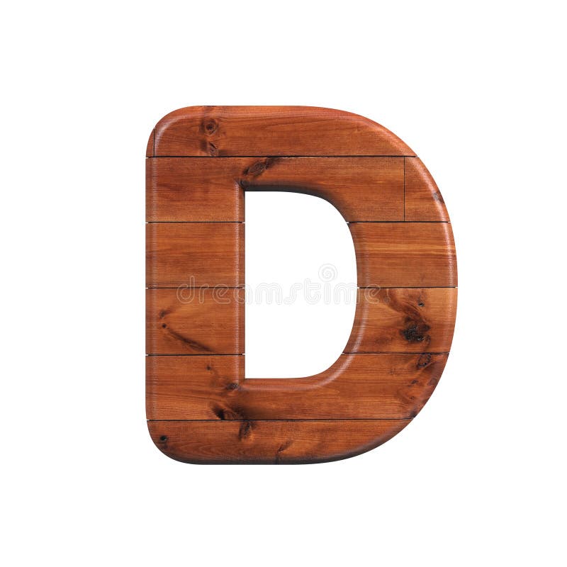 3D Letter D Uppercase. Wooden Font Isolated On White Background Stock ...