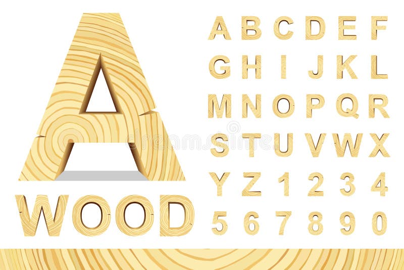 Wooden alphabet blocks with letters and numbers, vector set with all letters, for your text message, title or logos design. over white. Wooden alphabet blocks with letters and numbers, vector set with all letters, for your text message, title or logos design. over white.