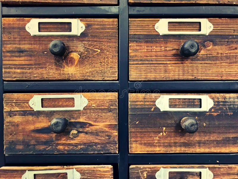 Library Index Card Box School Wood Storage Background Stock