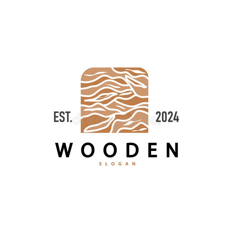 Wood Logo Design Template Illustration Simple Tree Trunk Bark Layer stock illustration