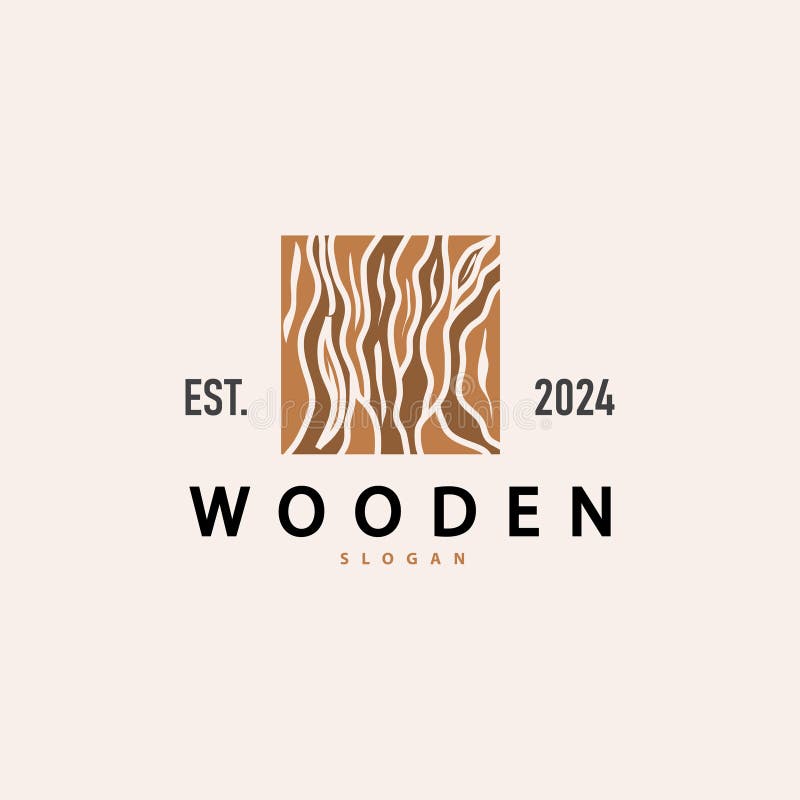 Wood Logo Design Template Illustration Simple Tree Trunk Bark Layer royalty free illustration