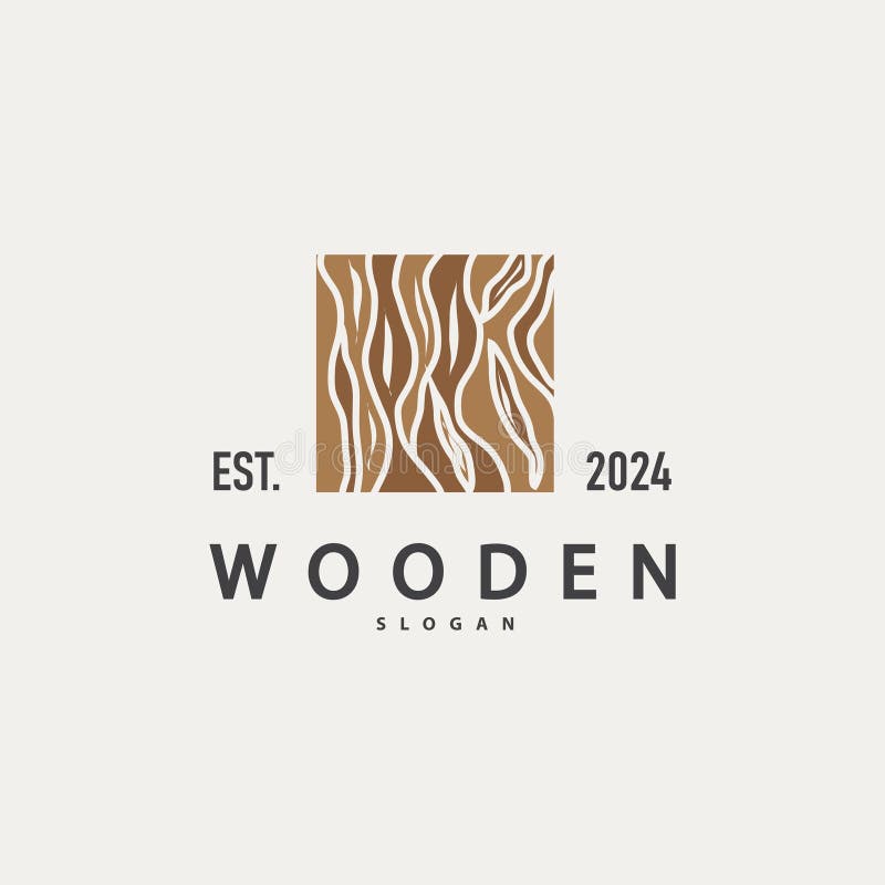 Wood Logo Design Template Illustration Simple Tree Trunk Bark Layer stock illustration