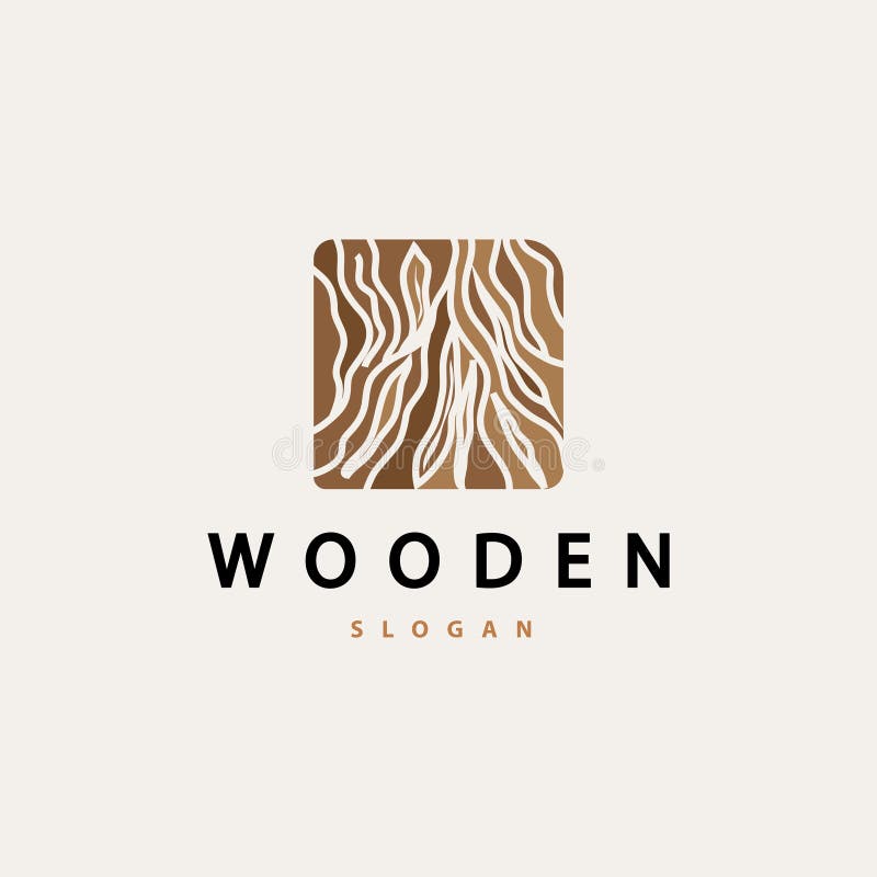 Wood Logo Design Template Illustration Simple Tree Trunk Bark Layer stock illustration