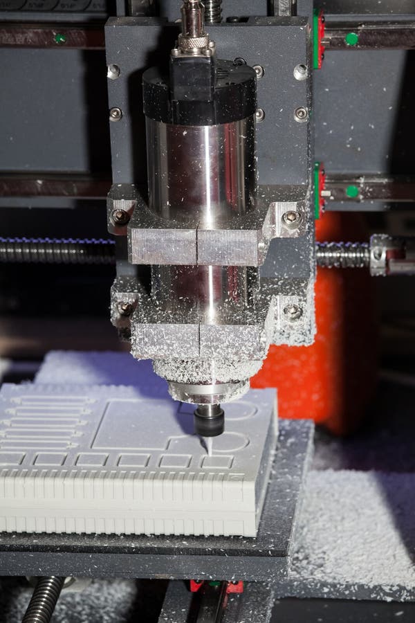 Cutting Wood On A CNC Milling Machine Closeup Stock Image Image of