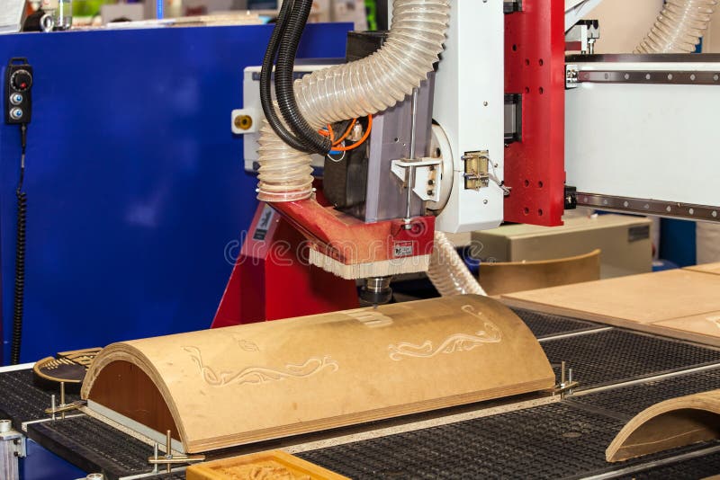 Wood Milling Machine in Action Close Up Process Stock Photo Image of