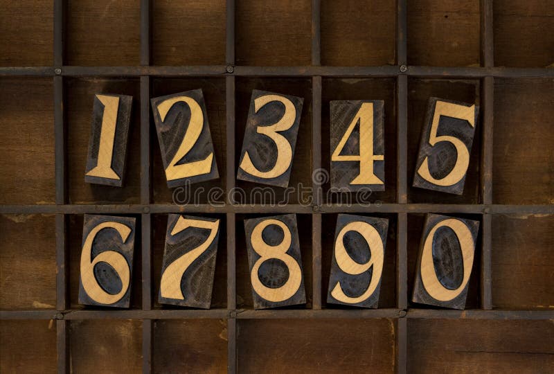 Wood Numbers - Vintage Letterpress Type Stock Image - Image of type,  typescript: 13839989