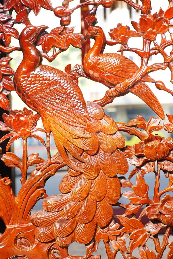 Phoenix, wood carving stock image. Image of leaf, bird 22333087
