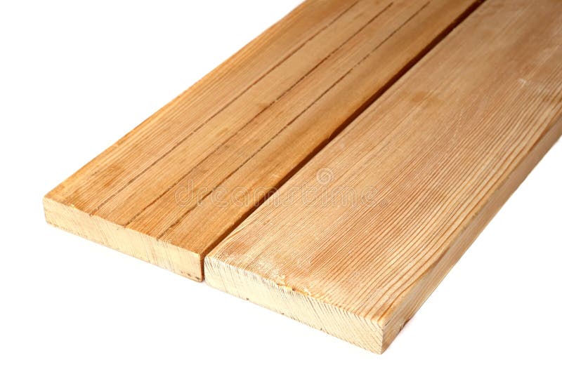 Larch Wood Plank Board Isolated on White Background.Two Larch