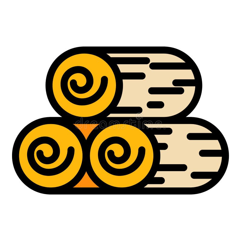 Wood Roll Stack Icon Color Outline Vector Stock Illustration ...