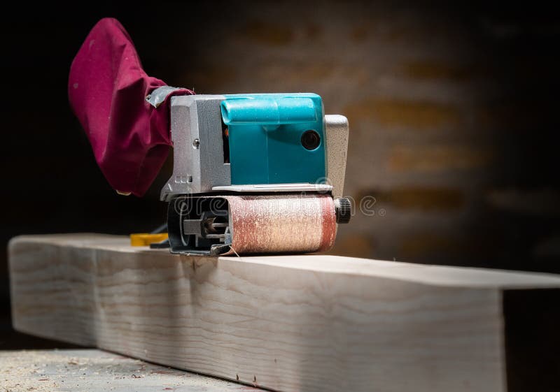 Wood Sanding Machines Belt Sander Stock Image Image of board, finishing 142683073