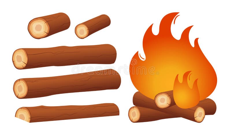 Set of vector wood logs stock vector. Illustration of lumber - 124743719