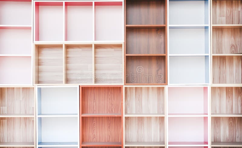 Wood Shelves Multi Colored Wallpaper Background Stock Image ...