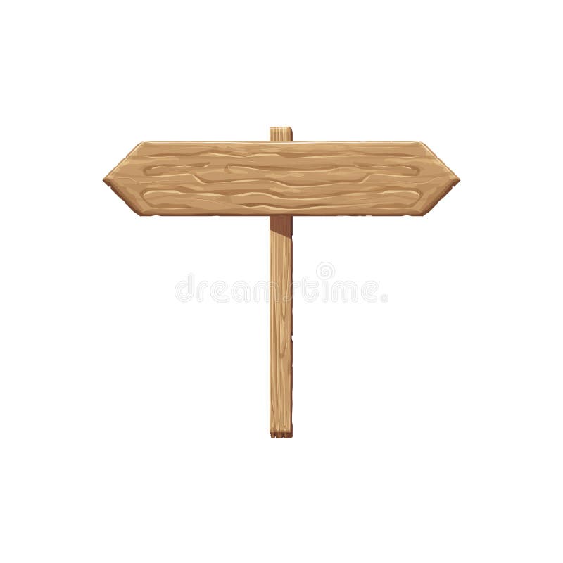 Wood sign. Empty wooden signboard template, vector illustration royalty free illustration