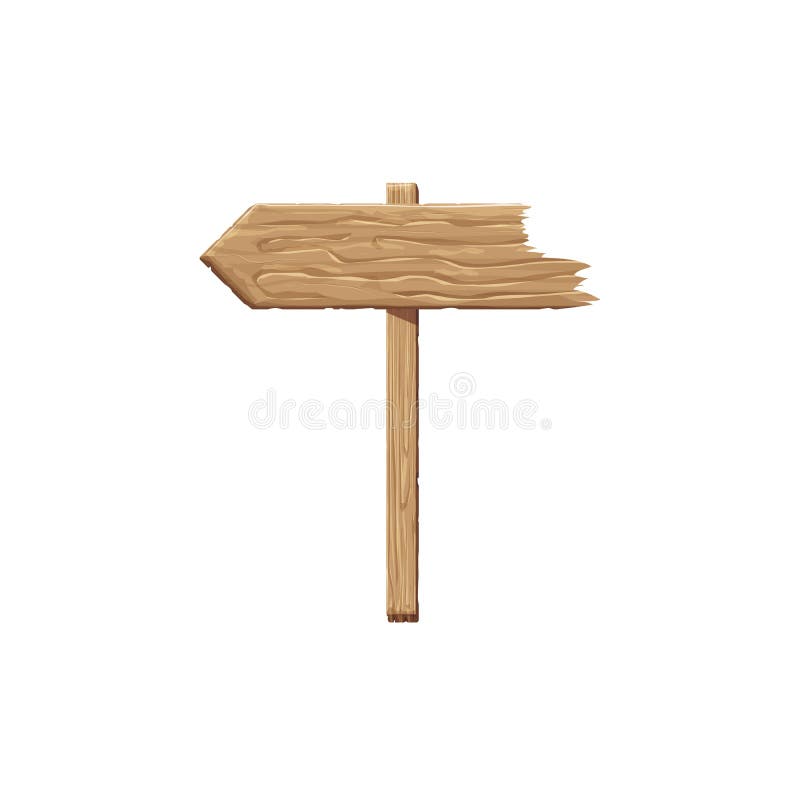 Wood sign. Empty wooden signboard template, vector illustration stock illustration