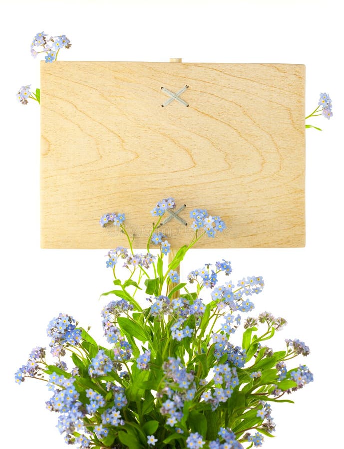 Wood Sign with Flowers / empty board for your text