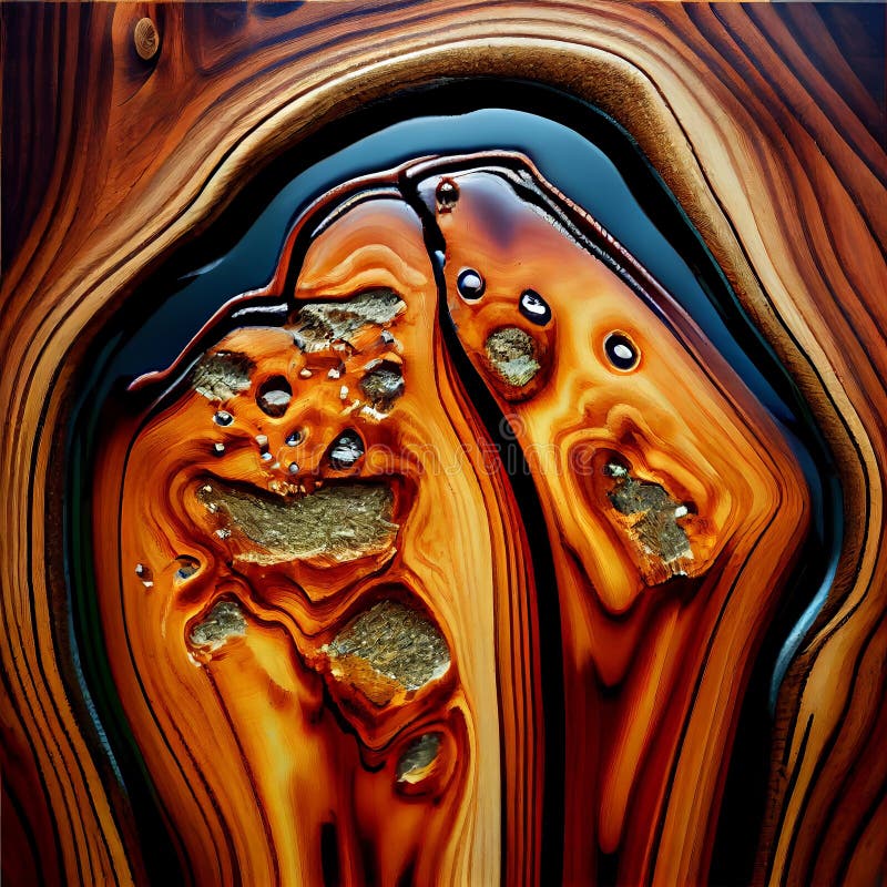 Wood Slab With Epoxy Resin Surface Abstract Background Stock Image