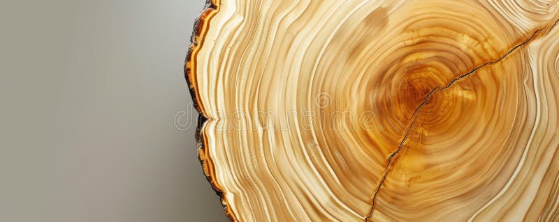 Wood Slice with Rich Grain and Golden Resin. AI generated