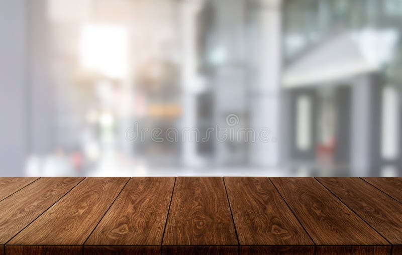 Wood Table in City Center Modern Office Background Stock Photo - Image of  light, laptop: 175666976